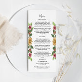 Boho Sunflower Rustic Wildblume Wedding Flat Menu Menükarte