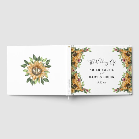 Boho Sunflower Rustic Wildblume Wedding Gästebuch (Voll)
