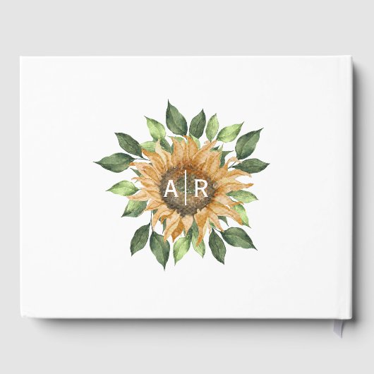 Boho Sunflower Rustic Wildblume Wedding Gästebuch (Rückseite)