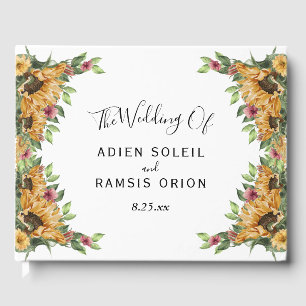 Boho Sunflower Rustic Wildblume Wedding Gästebuch