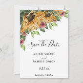 Boho Sunflower Rustic Wildblume Wedding Save The Date (Vorderseite)