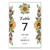 Boho Sunflower Rustic Wildblume Wedding Tischnummer (Vorderseite)