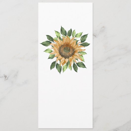 Boho Sunflower Rustikale Wildblume Hochzeitwohnung Programm (Rückseite)