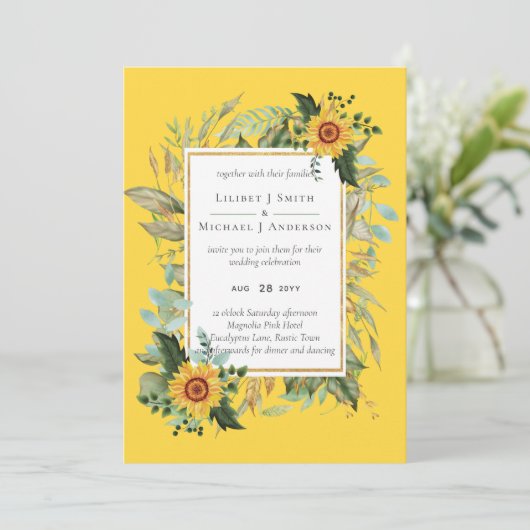 Boho Sunflower Sage Greenerity Wedding (Stehend Vorderseite)