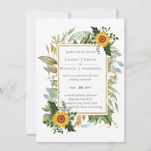 Boho Sunflower Sage Greenerity Wedding (Vorderseite)