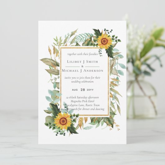 Boho Sunflower Sage Greenerity Wedding (Stehend Vorderseite)