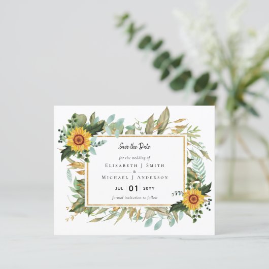 Boho Sunflower Sage Greenerity Wedding (Stehend Vorderseite)