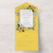 Boho Sunflower Sage Greenerity Wedding All In One Einladung (Innen Boden)