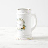 Boho Sunflower Sage Greenerity Wedding Bierglas (VorderseiteRechts)