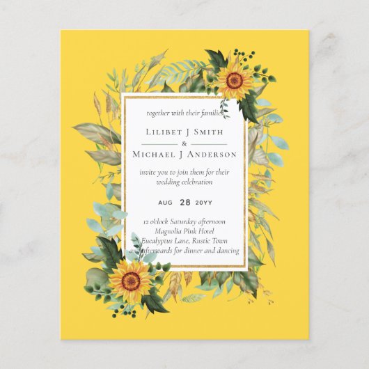 Boho Sunflower Sage Greenerity Wedding Flyer (Vorne)