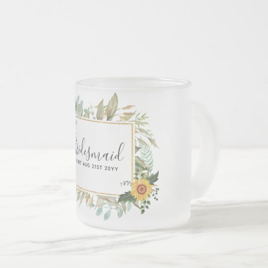 Boho Sunflower Sage Greenerity Wedding Mattglastasse (VorderseiteRechts)