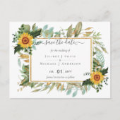 Boho Sunflower Sage Greenerity Wedding Postkarte (Vorderseite)