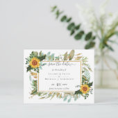 Boho Sunflower Sage Greenerity Wedding Postkarte (Stehend Vorderseite)