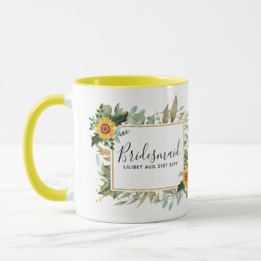 Boho Sunflower Sage Greenerity Wedding Tasse (Links)