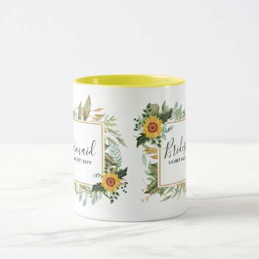 Boho Sunflower Sage Greenerity Wedding Tasse (Zentrum)