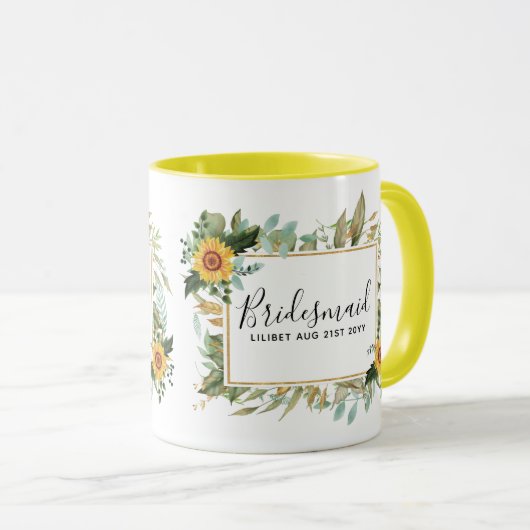 Boho Sunflower Sage Greenerity Wedding Tasse (VorderseiteRechts)