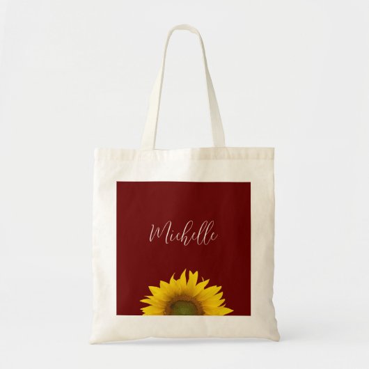Boho Sunflower Simple Red Botanoral Tragetasche (Vorne)