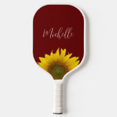 Boho Sunflower Simple Red Personalisiert Pickleball Schläger (Rückseite)