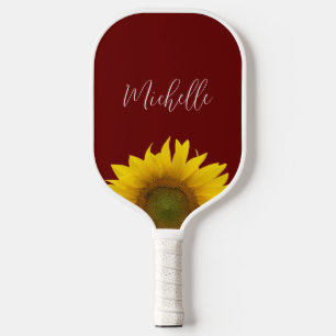 Boho Sunflower Simple Red Personalisiert Pickleball Schläger