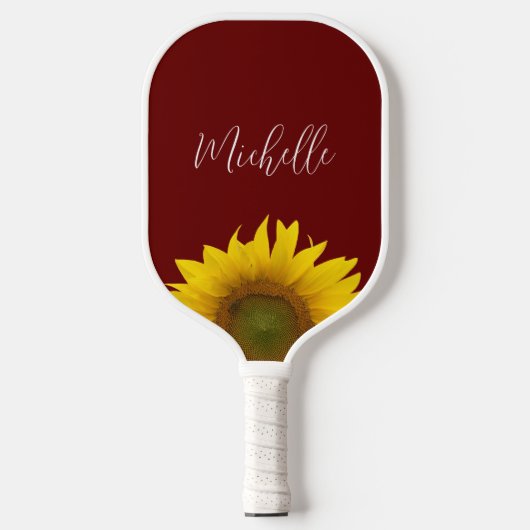 Boho Sunflower Simple Red Personalisiert Pickleball Schläger (Vorderseite)