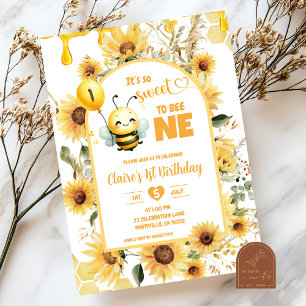 Boho Sunflower Sweet to Bee One Birthday Einladung
