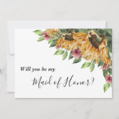 Boho Sunflower Trauzeugin Vorschlag Card Einladung (Vorderseite)