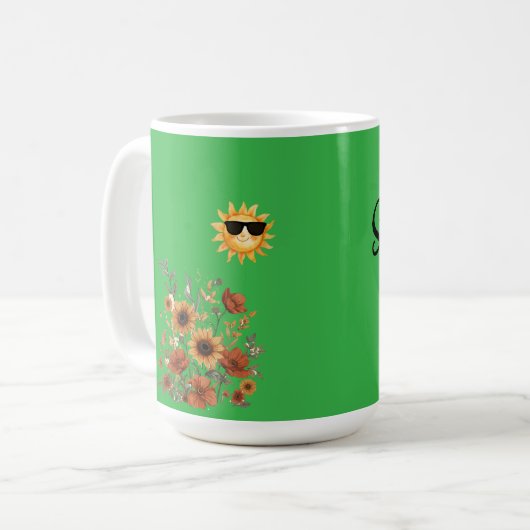 Boho Sunflower Tribal Pattern Mug – Warm Sunshine Kaffeetasse (Vorderseite Links)