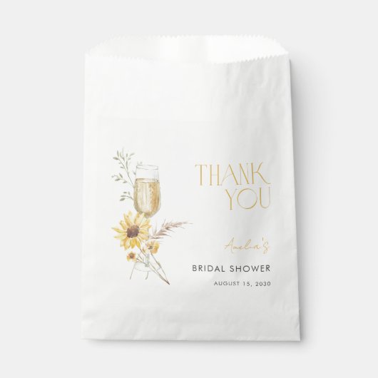 Boho Sunflower Vielen Dank Brautparty Geschenktütchen (Vorderseite)