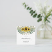 Boho Sunflower Watercolor Chic Hochzeitsempfang Begleitkarte (Stehend Vorderseite)