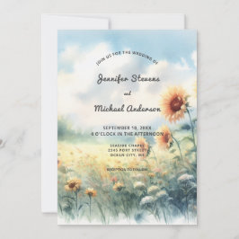 Boho Sunflower Watercolor Rustic Country Wedding Einladung