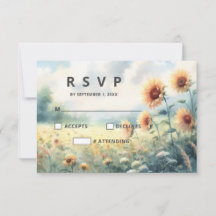 Boho Sunflower Watercolor Rustic Country Wedding