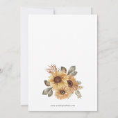 Boho Sunflower Wedding Einladung (Rückseite)