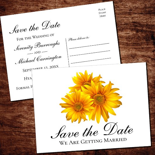Boho Sunflower Wedding Floral Save the Date Postkarte