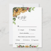 Boho Sunflower Wedding Menü Auswahl RSVP Karte (Vorderseite)