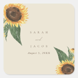 Boho Sunflower Wedding Quadratischer Aufkleber