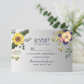 Boho Sunflower Wedding RSVP Card (Stehend Vorderseite)