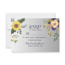 Boho Sunflower Wedding RSVP Card