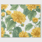 Boho Sunflower Yellow Floral Pattern Spring Summer Geschenkpapier (Flach)