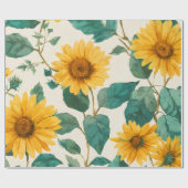 Boho Sunflower Yellow Floral Pattern Spring Summer Geschenkpapier (Flach)