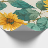 Boho Sunflower Yellow Floral Pattern Spring Summer Geschenkpapier (Ecke)