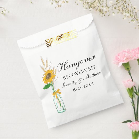 Boho Sunflower Yellow Floral Wedding Hangover Kit Geschenktütchen (Versiegelt)