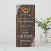Boho Sunflowers Antlers Wood Lace Wedding Program Programm (Stehend Vorderseite)