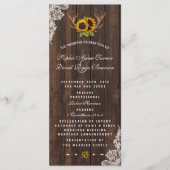 Boho Sunflowers Antlers Wood Lace Wedding Program Programm (Vorderseite)