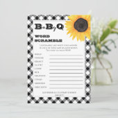 Boho Sunflowers Baby Dusche Word Scramble Einladung (Stehend Vorderseite)
