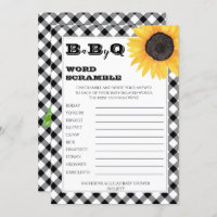 Boho Sunflowers Baby Dusche Word Scramble