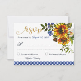 Boho Sunflowers Country Western Floral RSVP Card