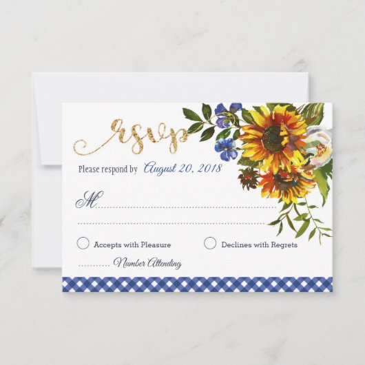 Boho Sunflowers Country Western Floral RSVP Card (Vorderseite)