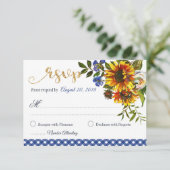 Boho Sunflowers Country Western Floral RSVP Card (Stehend Vorderseite)