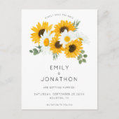 Boho Sunflowers Florals Rustic Save the Date Ankündigungspostkarte (Vorderseite)