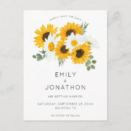 Boho Sunflowers Florals Rustic Save the Date Ankündigungspostkarte